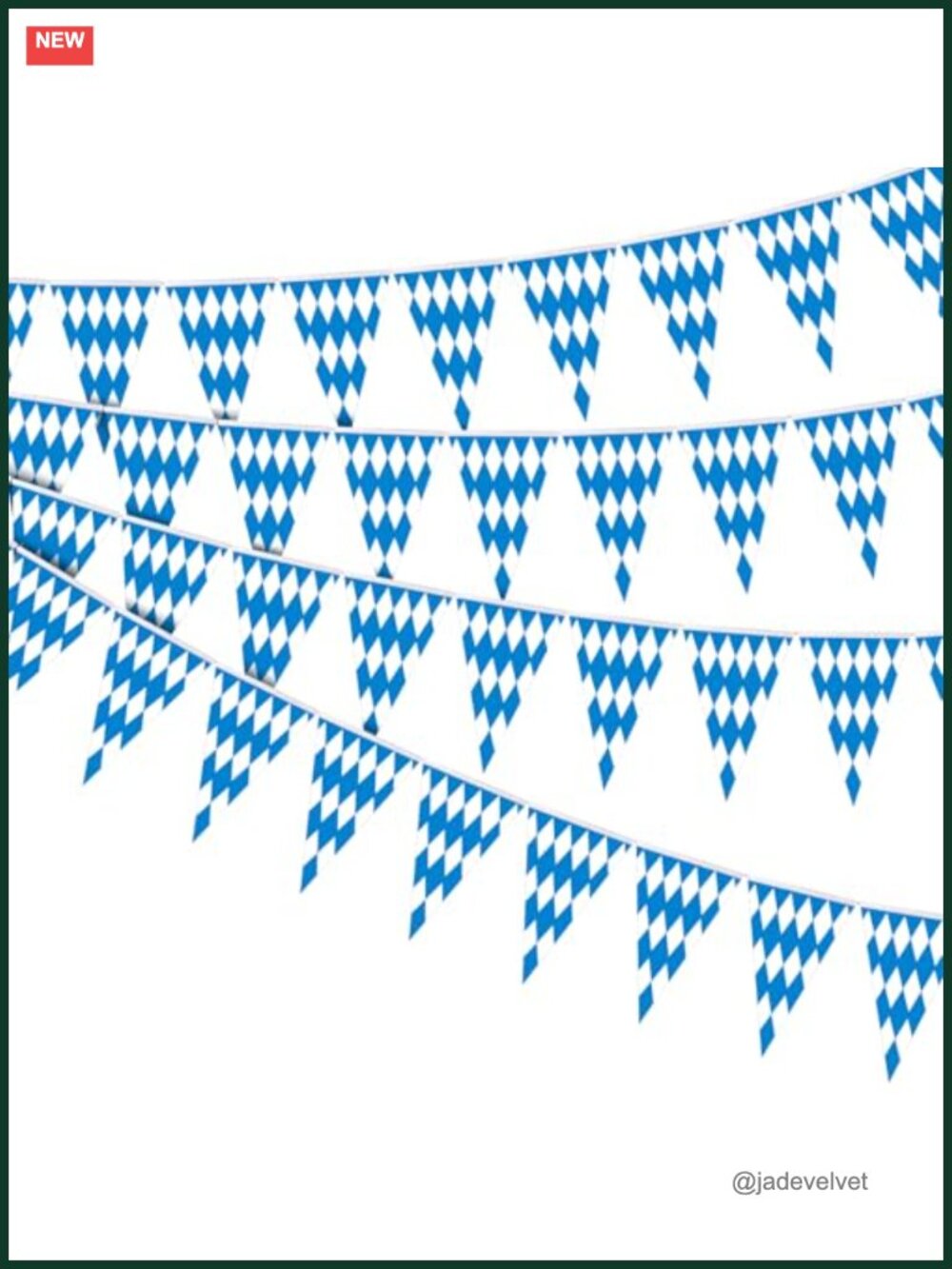 236FT Oktoberfest Bavarian Check Flag - Large German Pennant Banner
